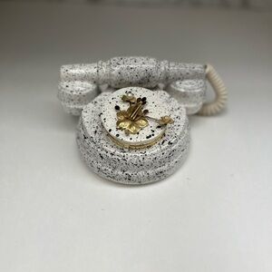 Vintage Italian Speckled Ceramic Telephone Trinket Box/Jewelry Storage Box